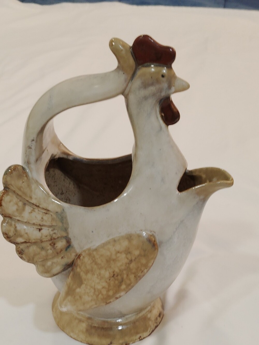 Ceramic Chicken Pitcher - Cream and Brown Home Art